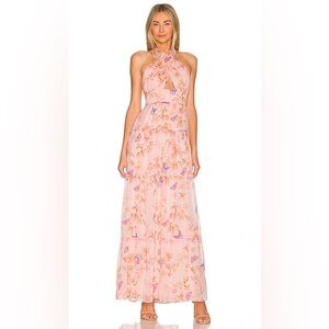 Amanda Uprichard Peach Floral Maxi Dress